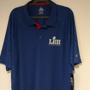 Men's Majestic Cool Base Superbowl LIII Blue Polo